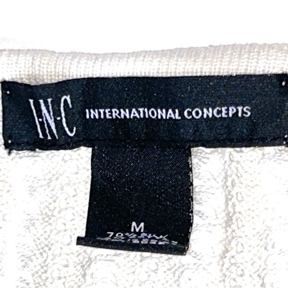 INC International Concepts cream colored short sleeve sweater size medium - Picture 3 of 7